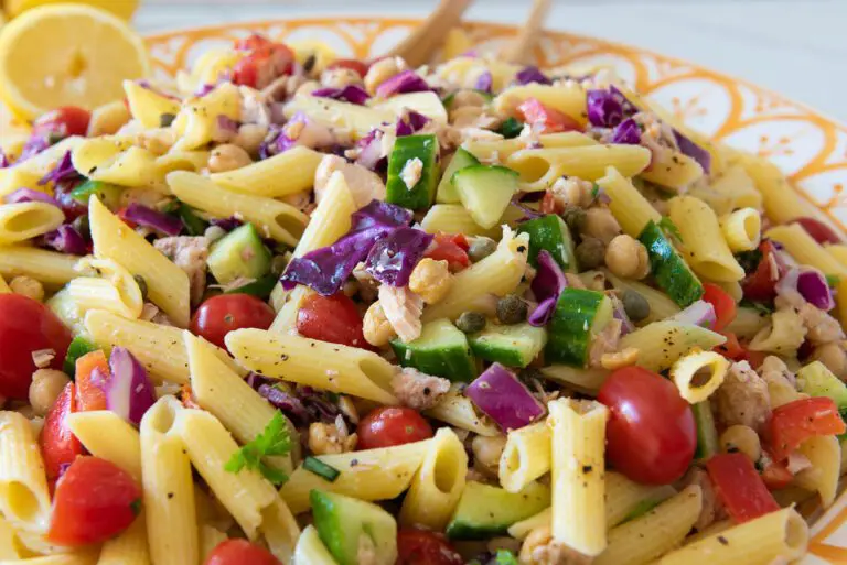 Pasta Salad with Flaky Tuna and Mustard lemon Vinaigrette