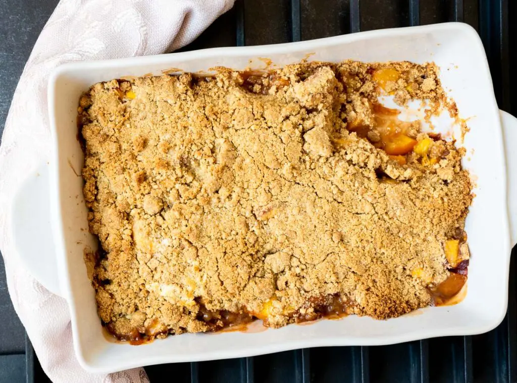 Baking Pan of Peach Crunch