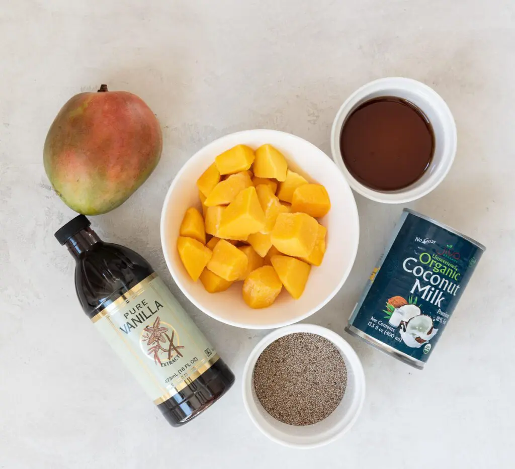 Mango, Vanilla, Chia Seeds, Maple Syrup for Mango Chia Pudding