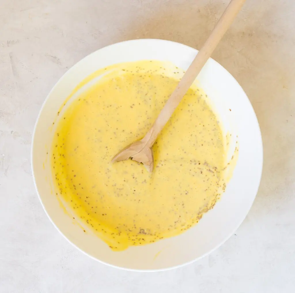 white bowl with creamy mango
