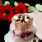 Chia Pudding with Yogurt and Choclate Chips and Hibiscus lowers