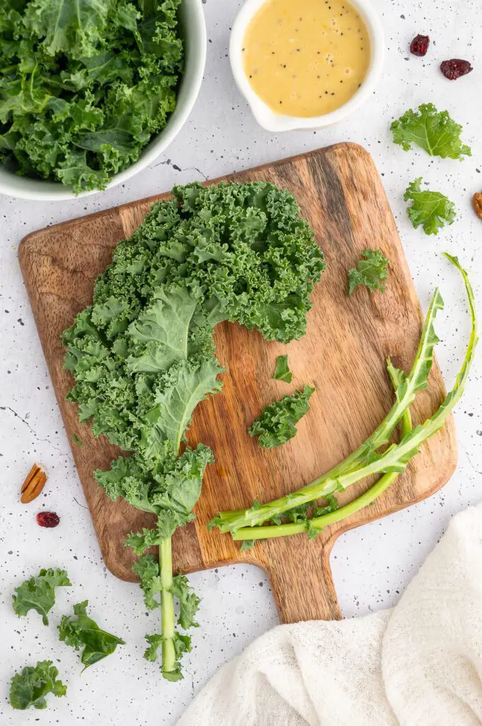 Cut Kale on Cutting Board