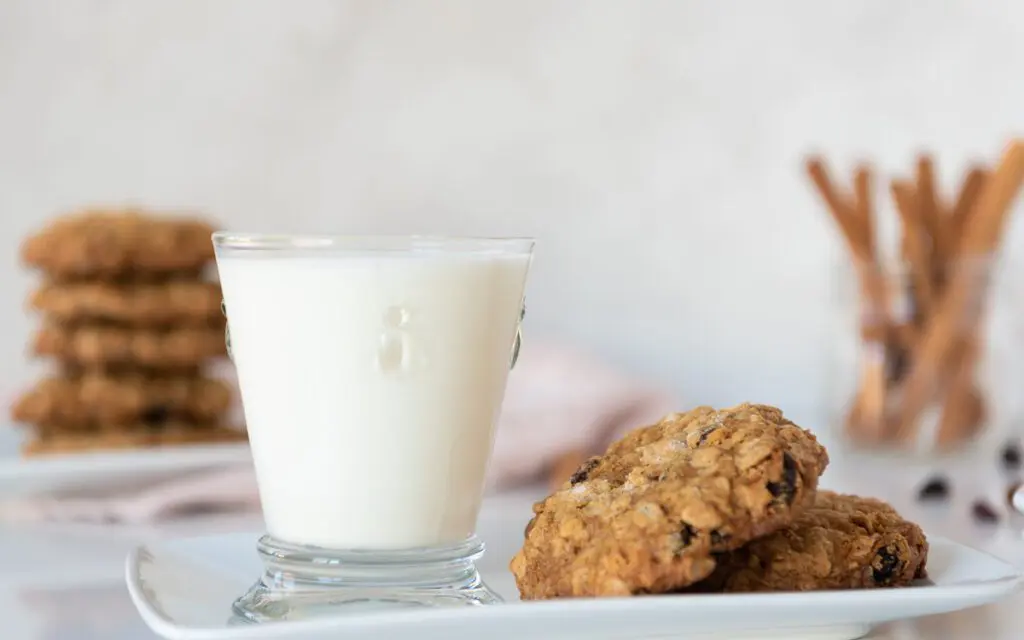 Large Oatmeal Raisin Cookie and Milk