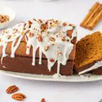 Large loaf of Gingerbread with Icing and pecans