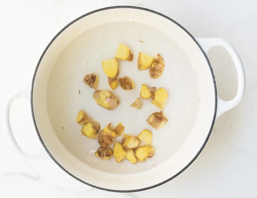 Ginger in white pot