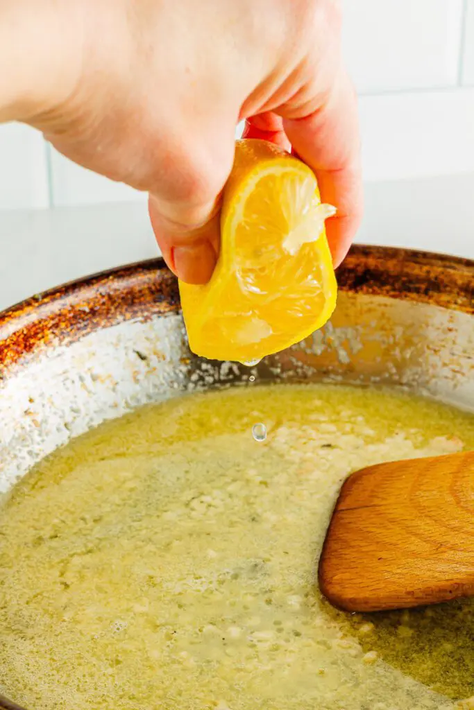Add lemon to pan