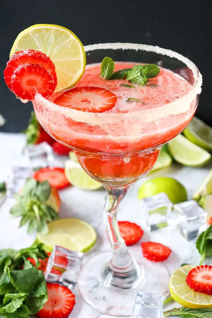 Glass of Strawberry Mojito Non-Alcoholic Mocktail