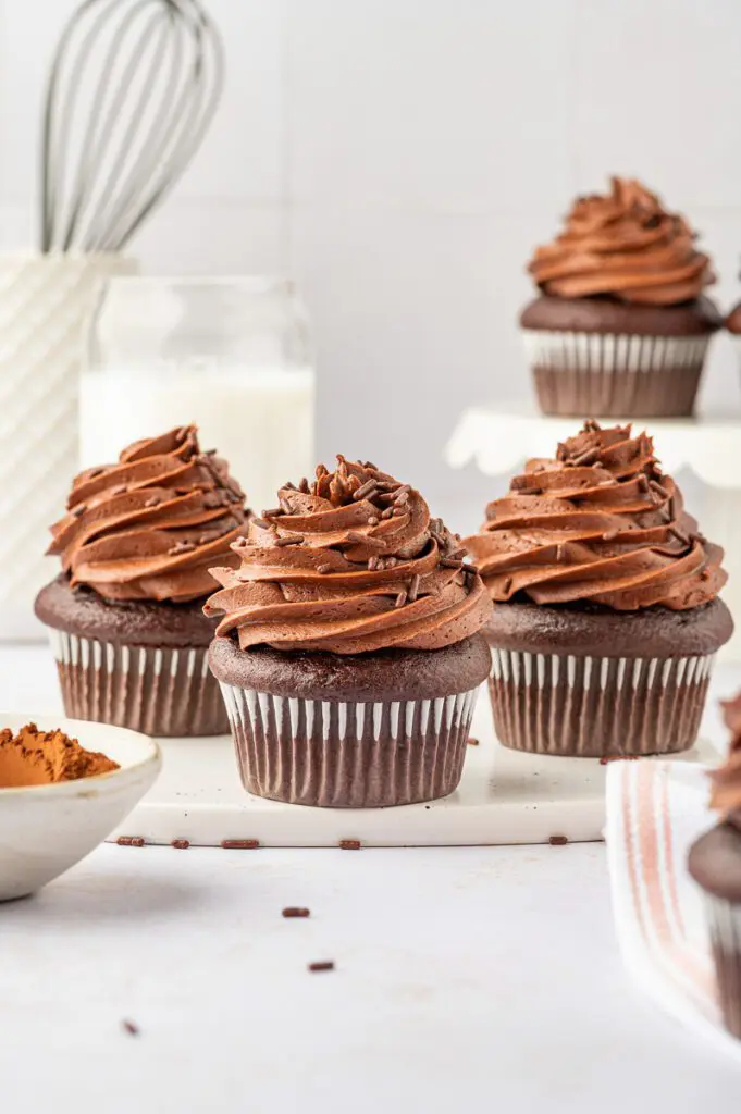 Four Gluten Free Chocolate Cupcakes.