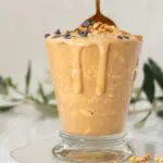 Spoon in peanut butter overnight oats