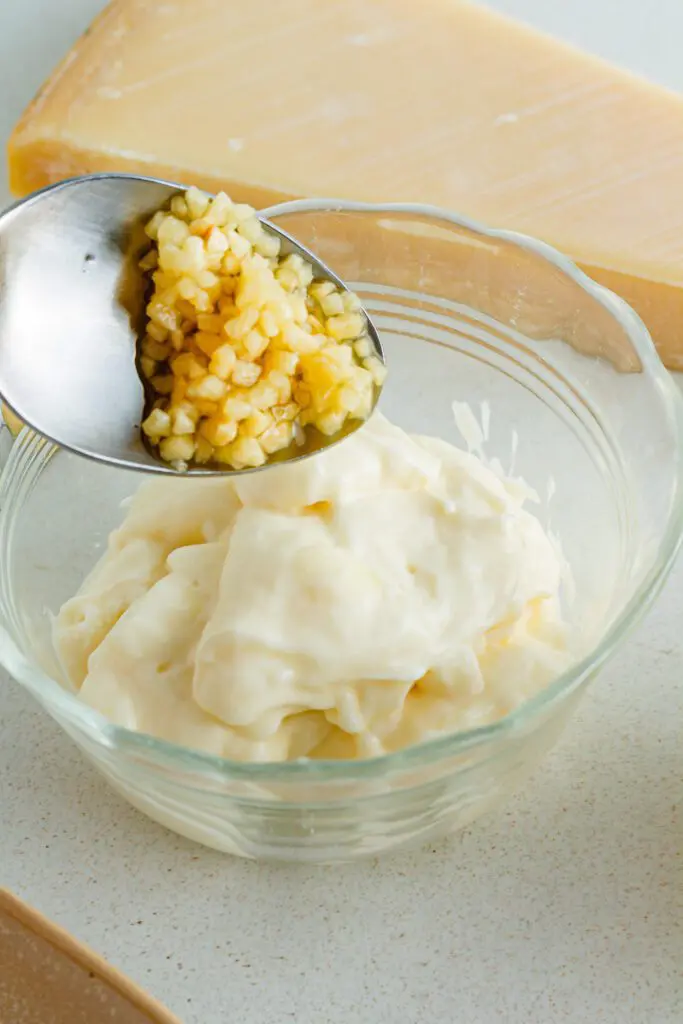Add garlic to mayo