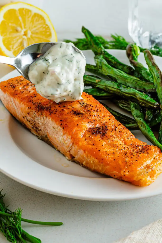 Add Sauce to Salmon Filets