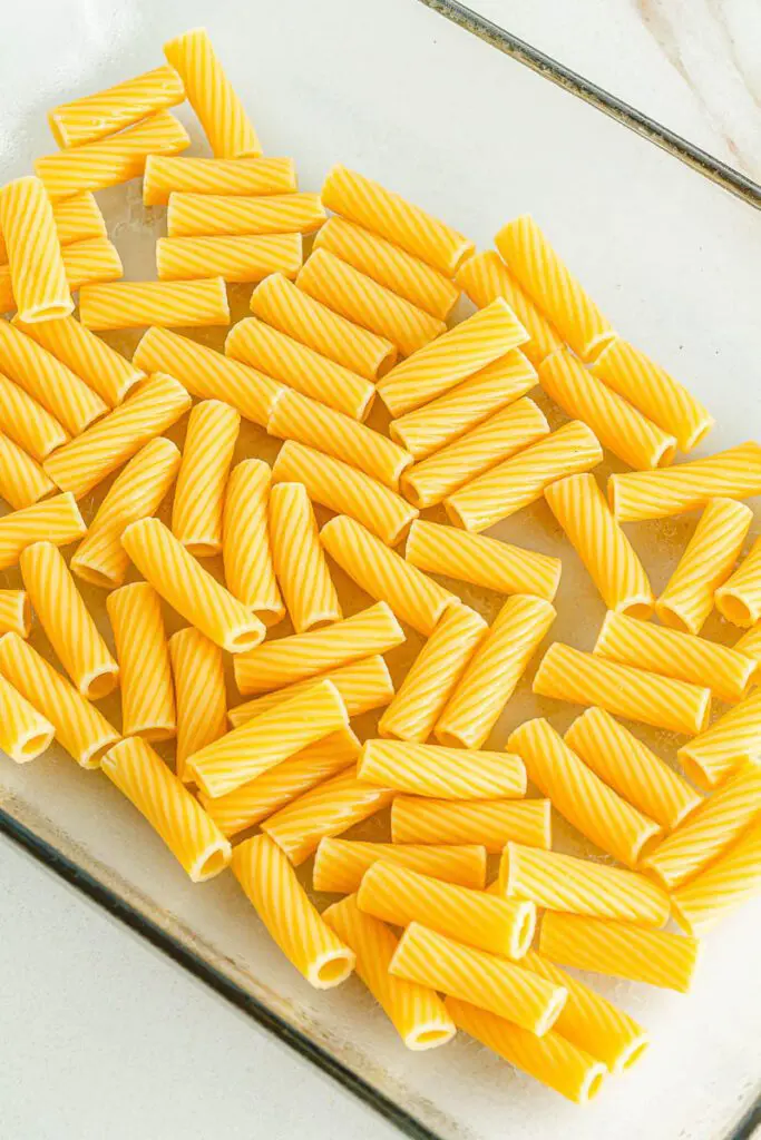 Layer pasta in casserole dish