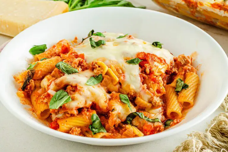 Bowl of gluten free baked ziti