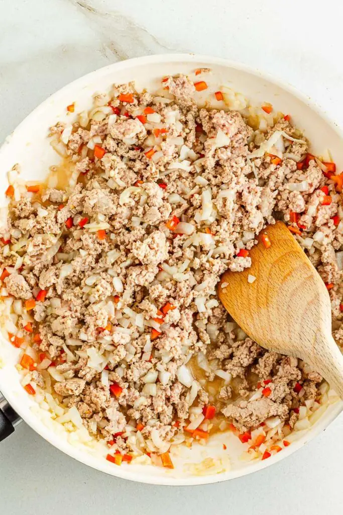 Saute Turkey for Baked Pasta casserole