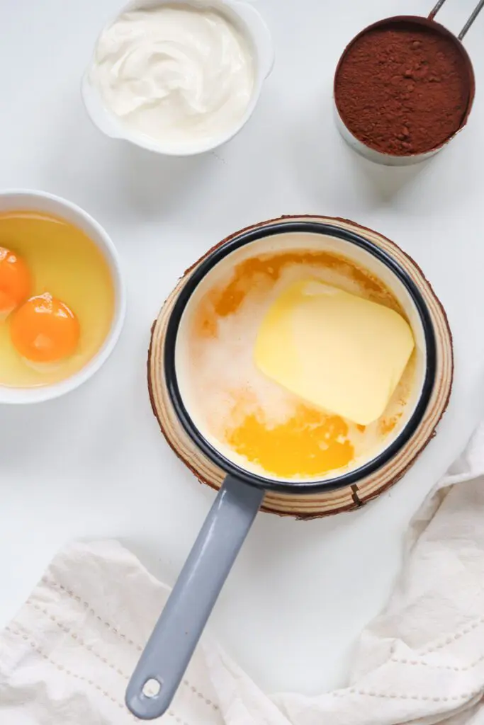 Melt Butter for Chocolate Gluten Free Sheet Cake