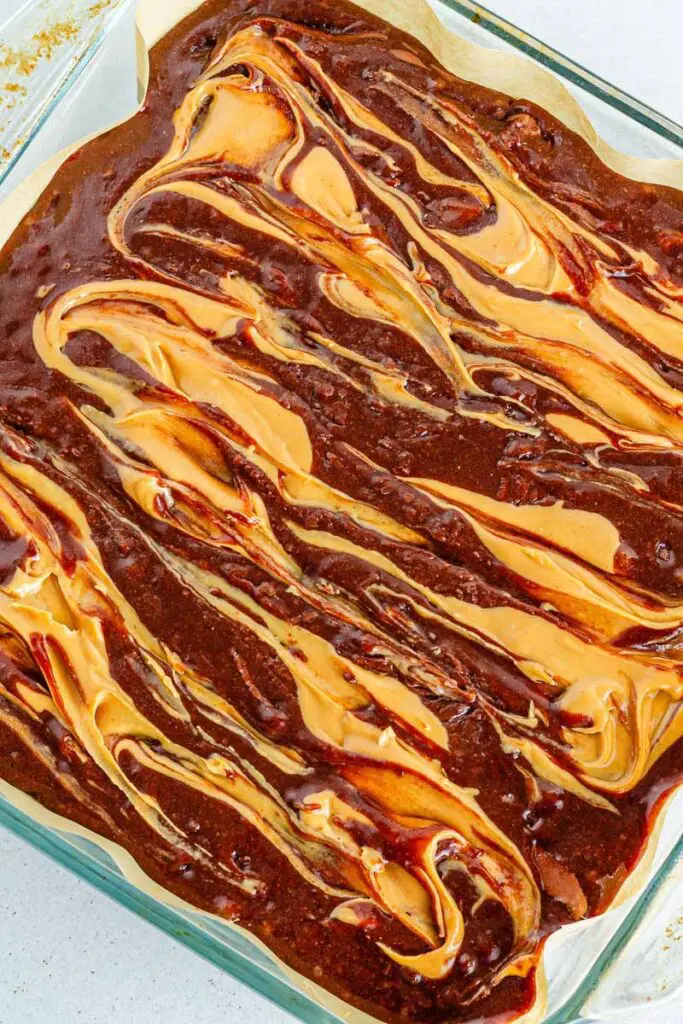 Swirled brownie mixture