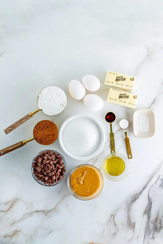 Ingredients for Gluten Free Peanut Butter Swirl Brownie Recipe