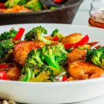 Pan of Gluten Free Honey Garlic Shrimp Recipe
