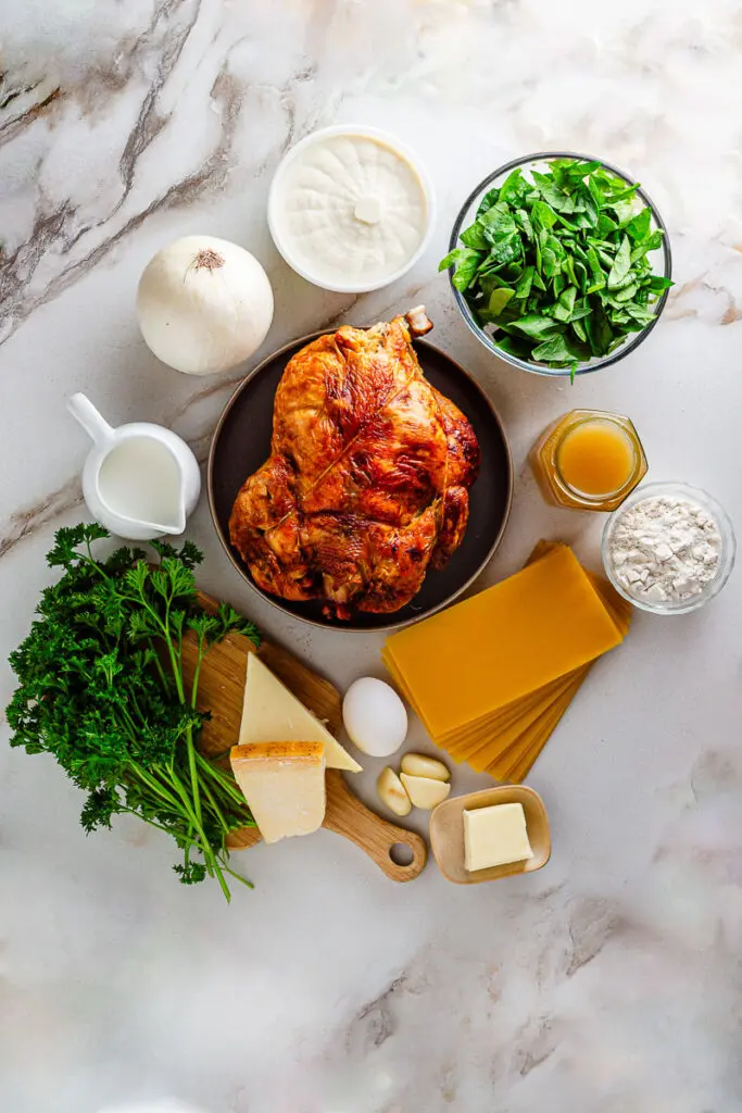 Ingredients for chicken alfredo lasagna