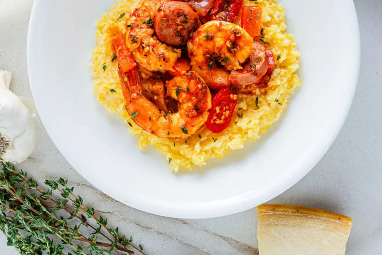 Shrimp Bake over polenta