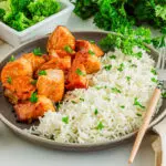 Plate of teriyaki salmon bites