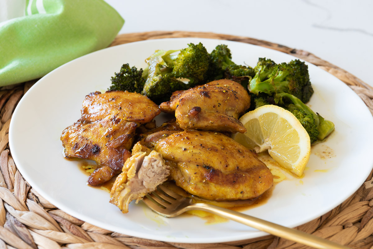 Plate of Chicken with Broccoli and Warming Spices 
