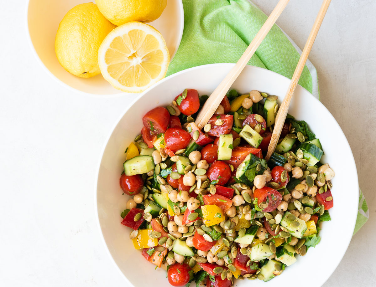Chickpea Salad with a Delicious Honey Mustard Vinaigrette