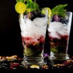 blueberry Mojito Mocktails in Tall Glasses