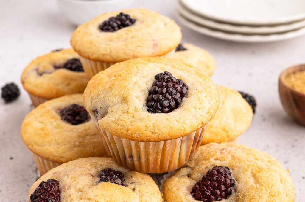 Platter of gluten-free blackberry muffins 
