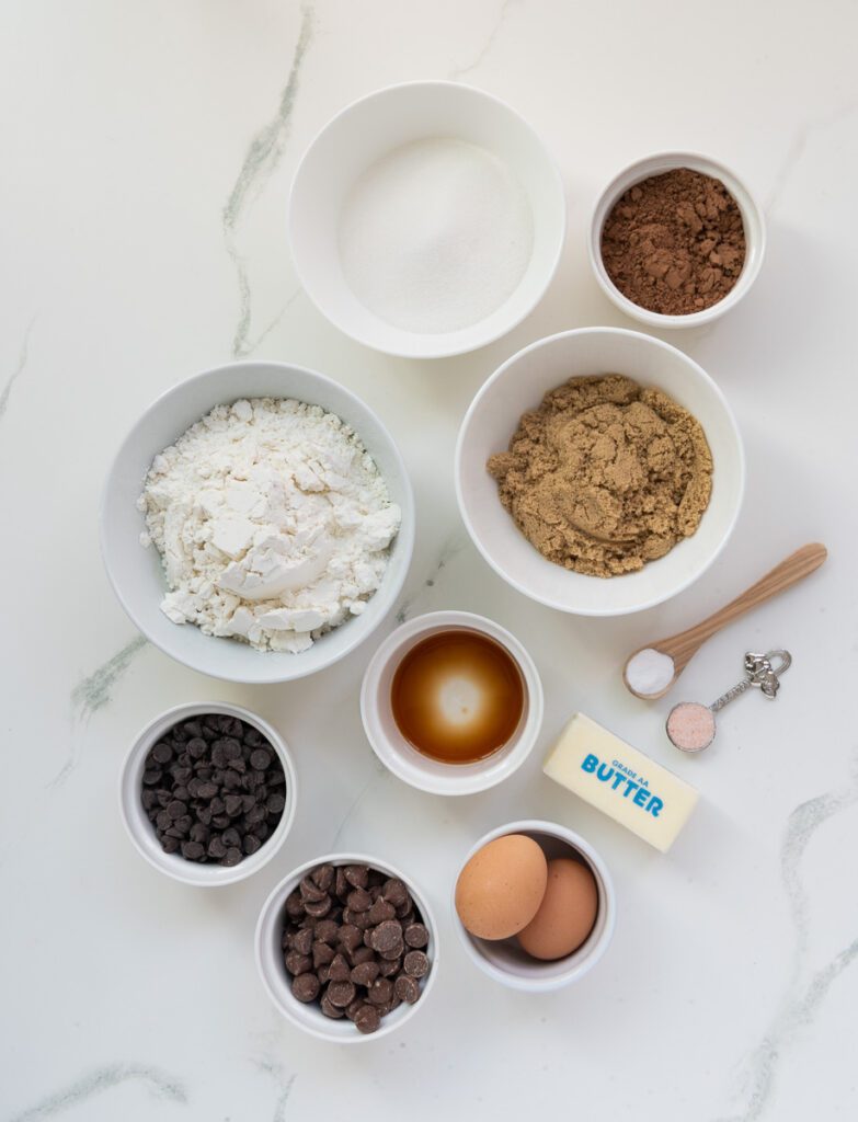 Ingredients for Double Chocolate Chip Gluten-Free Cookies 