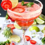 Glass of Strawberry Mojito Non-Alcoholic Mocktail