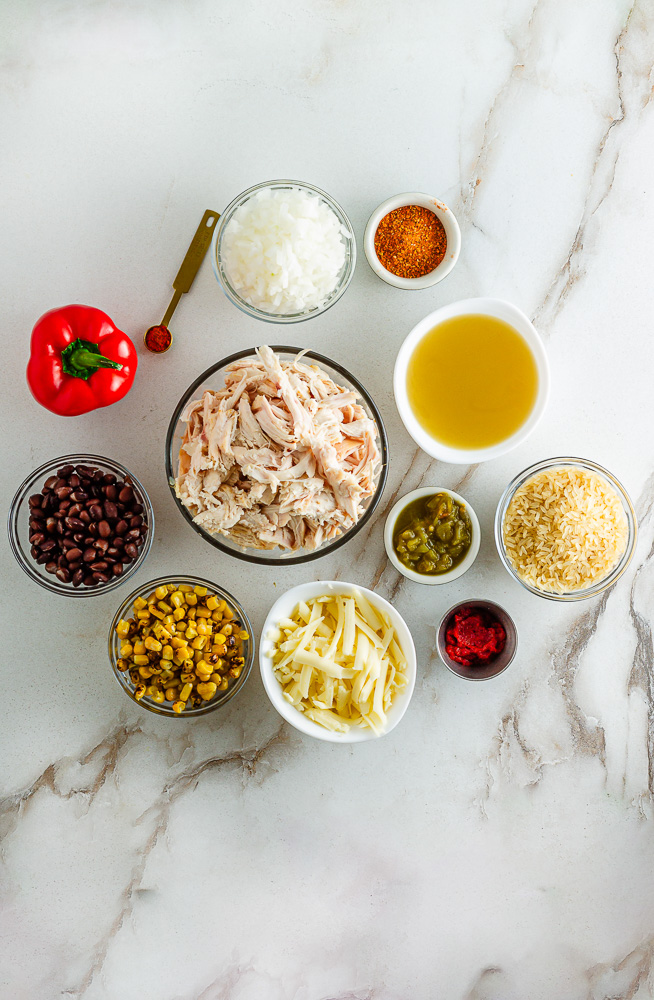 Ingredients for Mexican-Chicken-Rice-Casserole