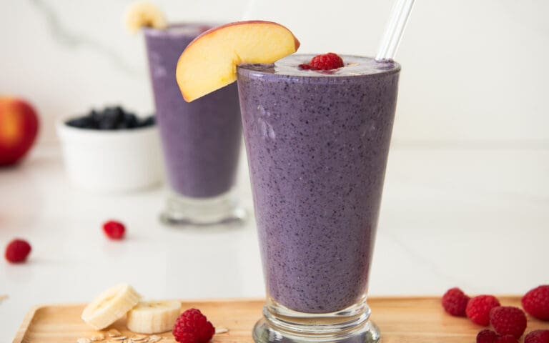 Glass of blueberry high Fiber Smoothie